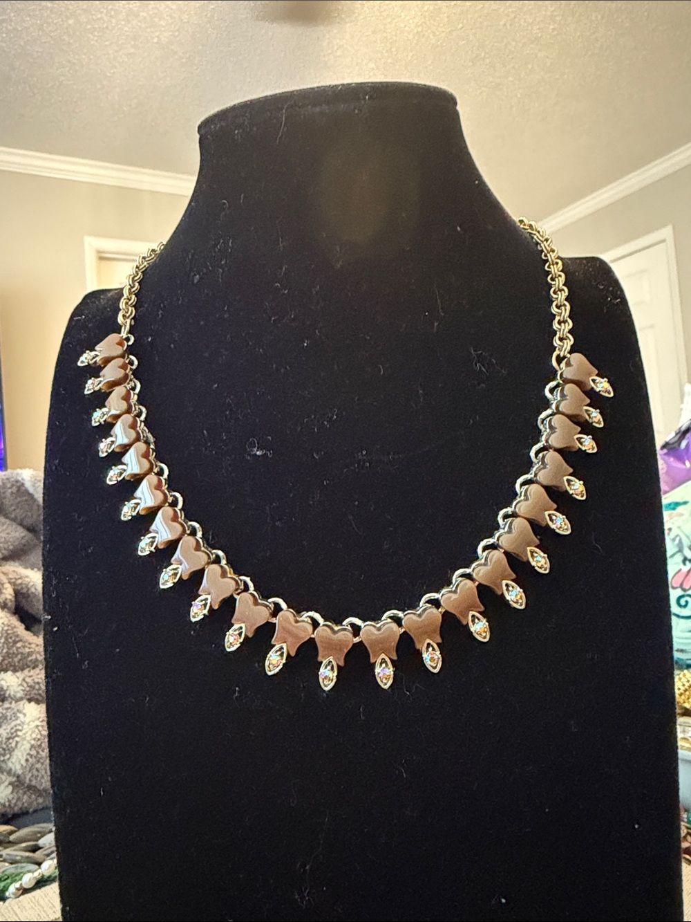 Brown and Gold Tear Drop Accent Necklace - Women Jewelry